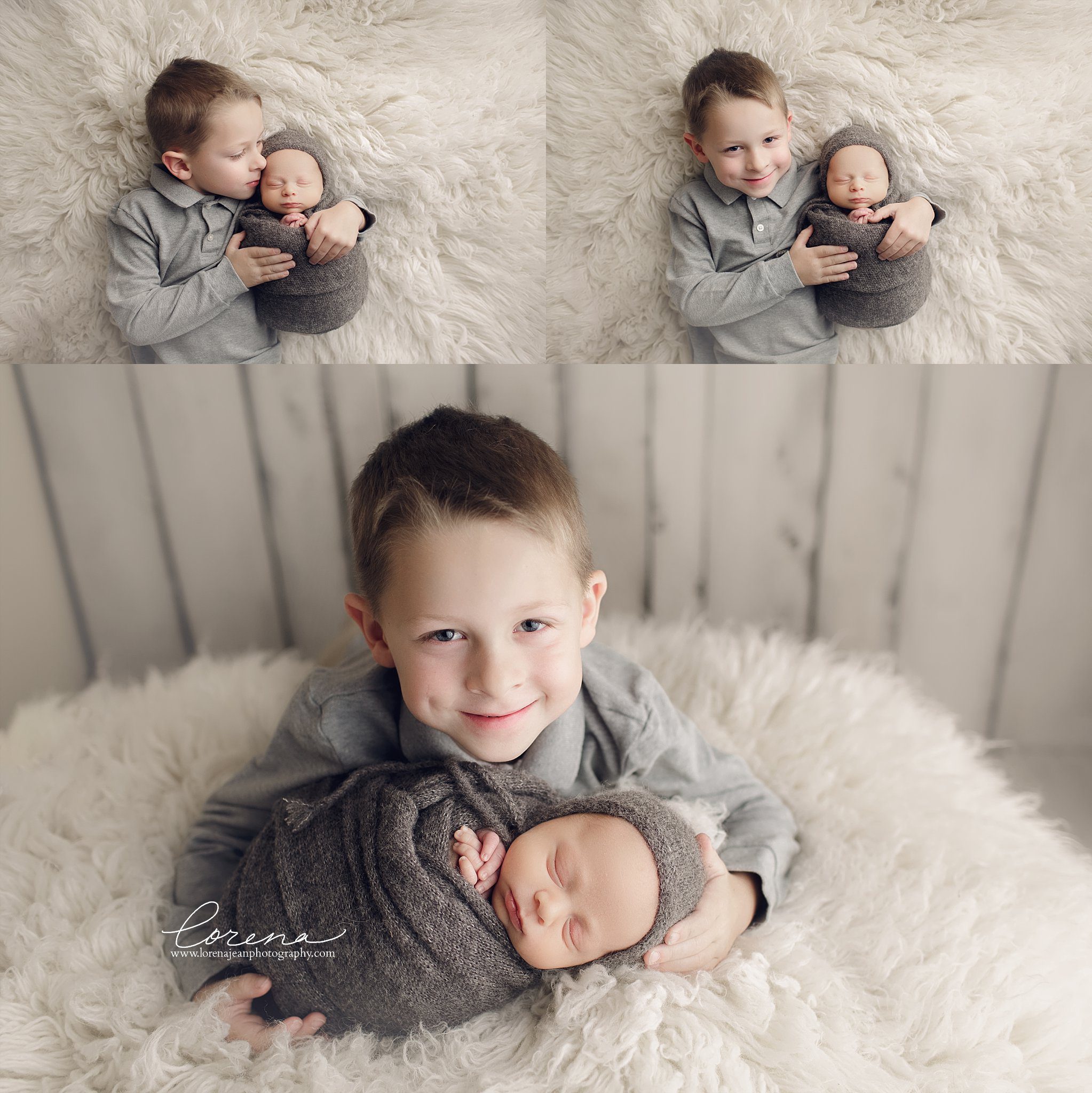 siblings newborn on white background
