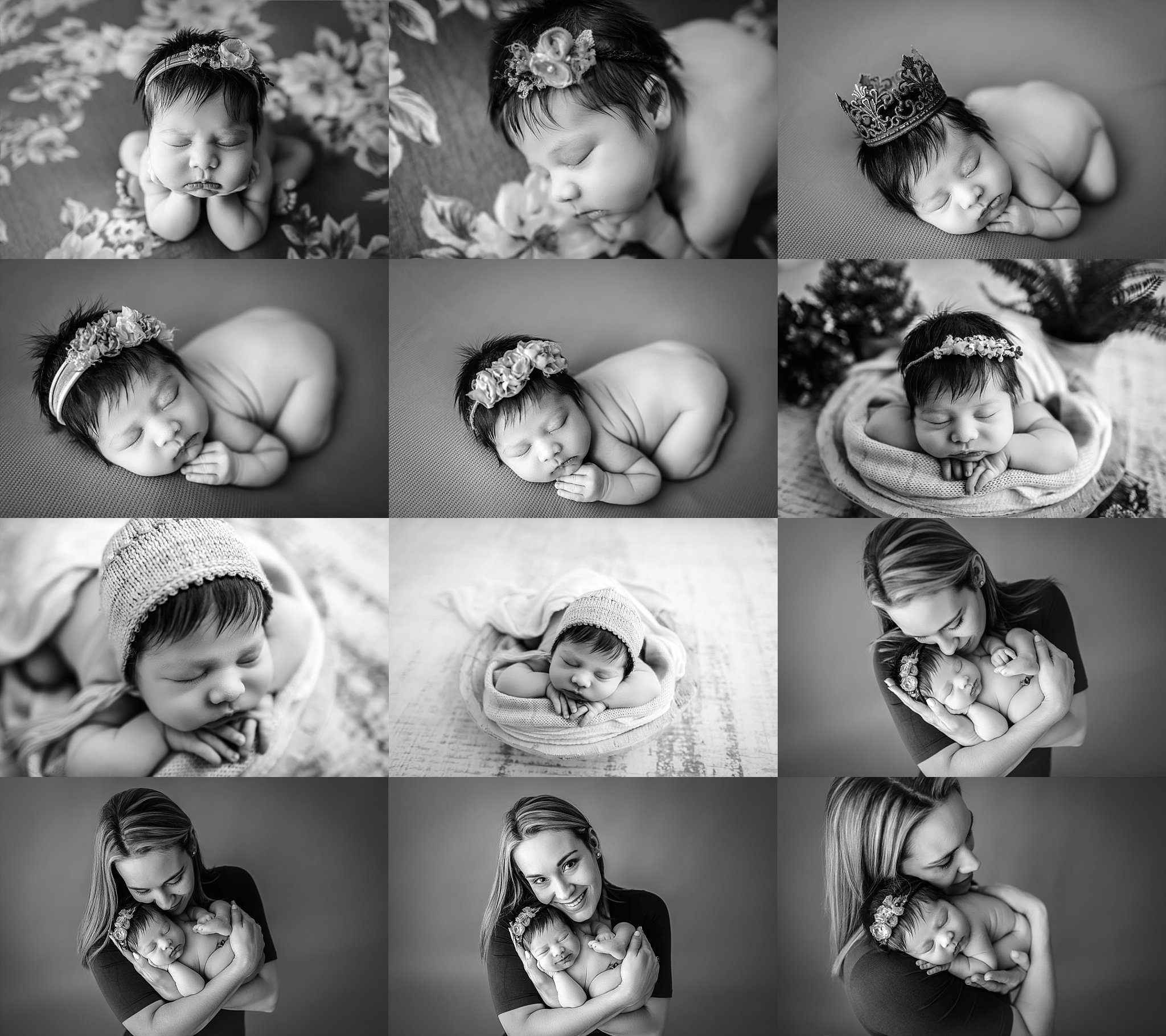 newborn black and white collage